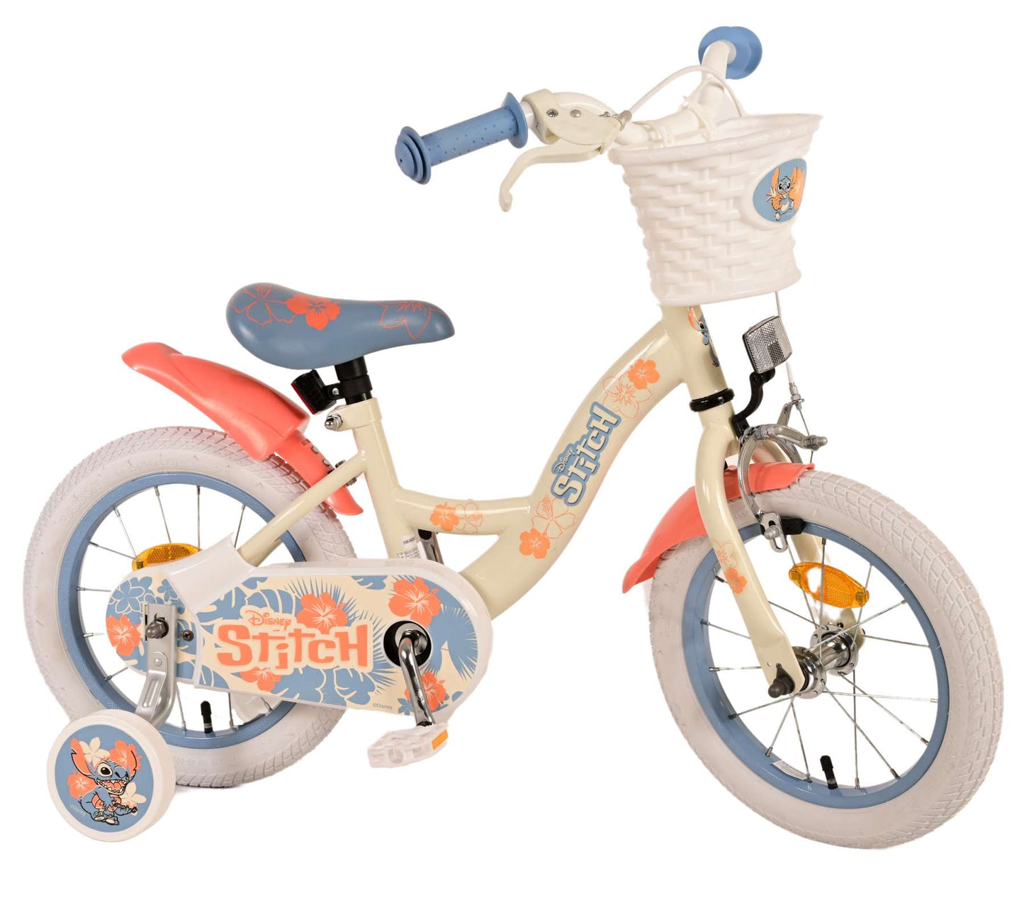 Bicycle per bambini Disney Stitch - Girls - 14 pollici - Cream Coral Blue