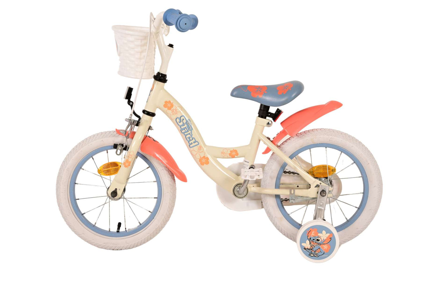 Bicycle per bambini Disney Stitch - Girls - 14 pollici - Cream Coral Blue