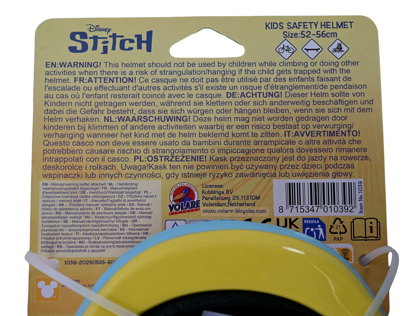Casco per bambini Stich Disney Stitch rosa 52-56 cm