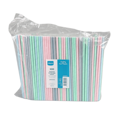Depa pajita papel pastel fsc 20cm x 6mm (500 piezas)