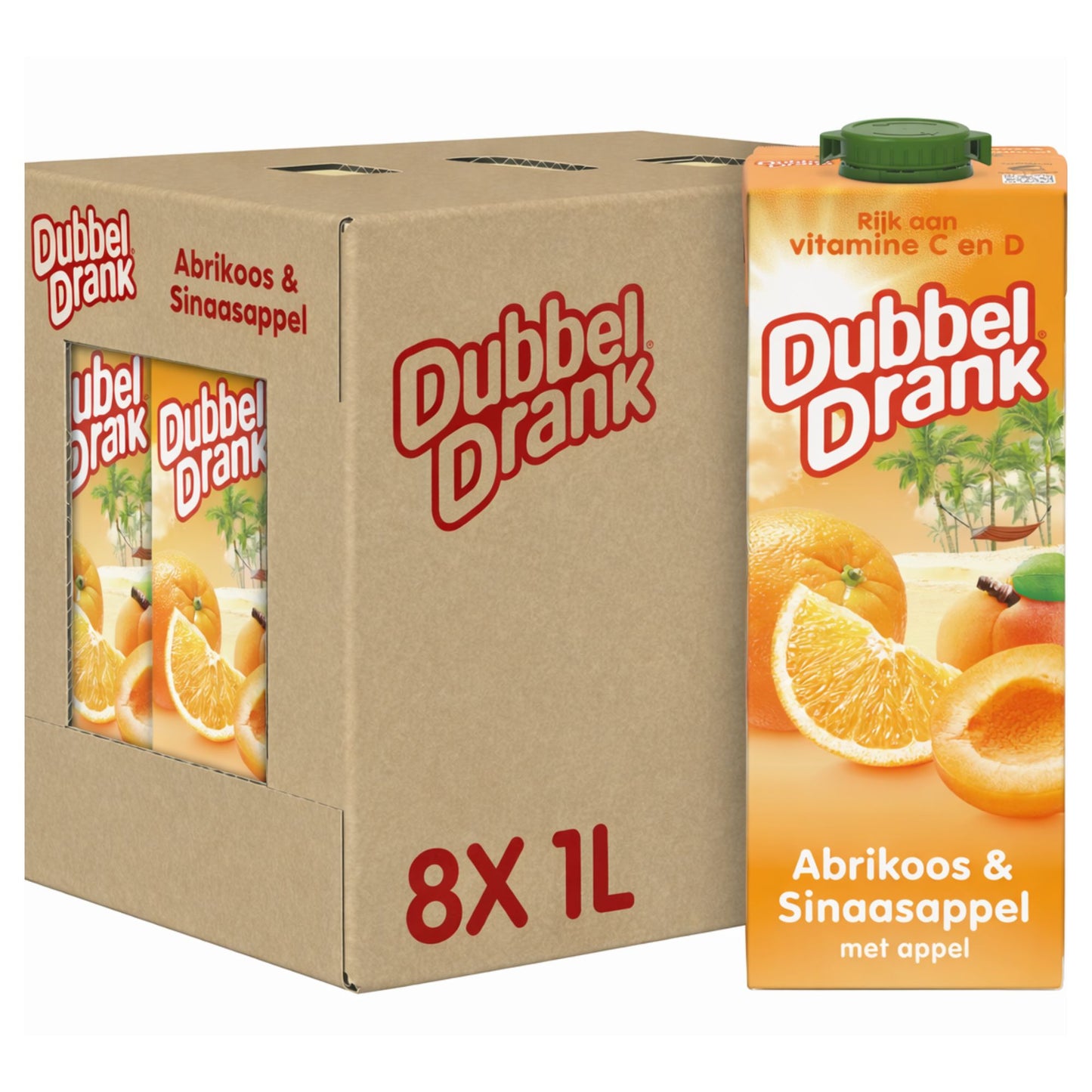 Pack bebida doble naranja albaricoque (8x1 litro)