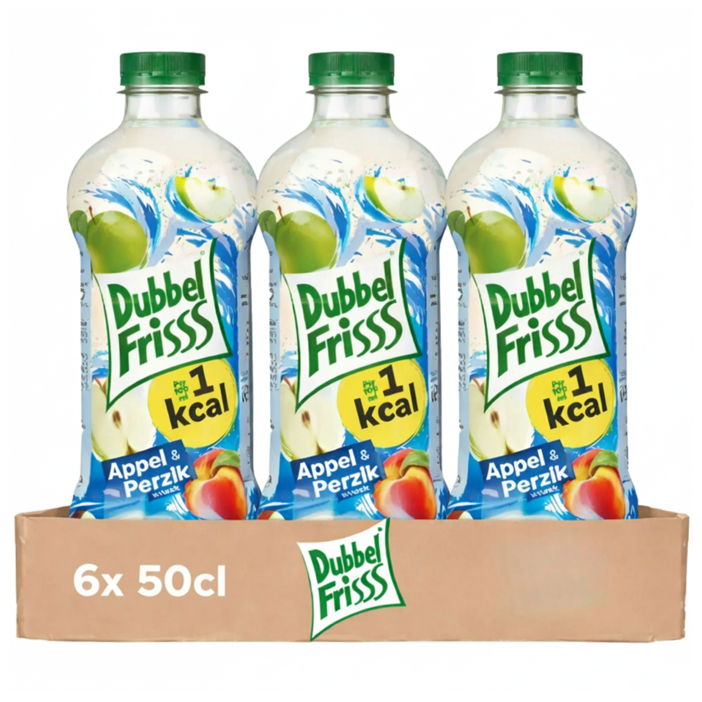Dubbelfrisss mela pesca 1kcal pet (6x 50cl)