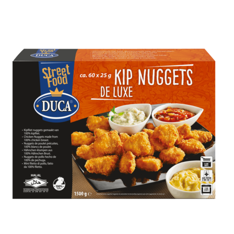 Duca filete de pollo prefrito nuggets de pollo deluxe (60x 25 gr)