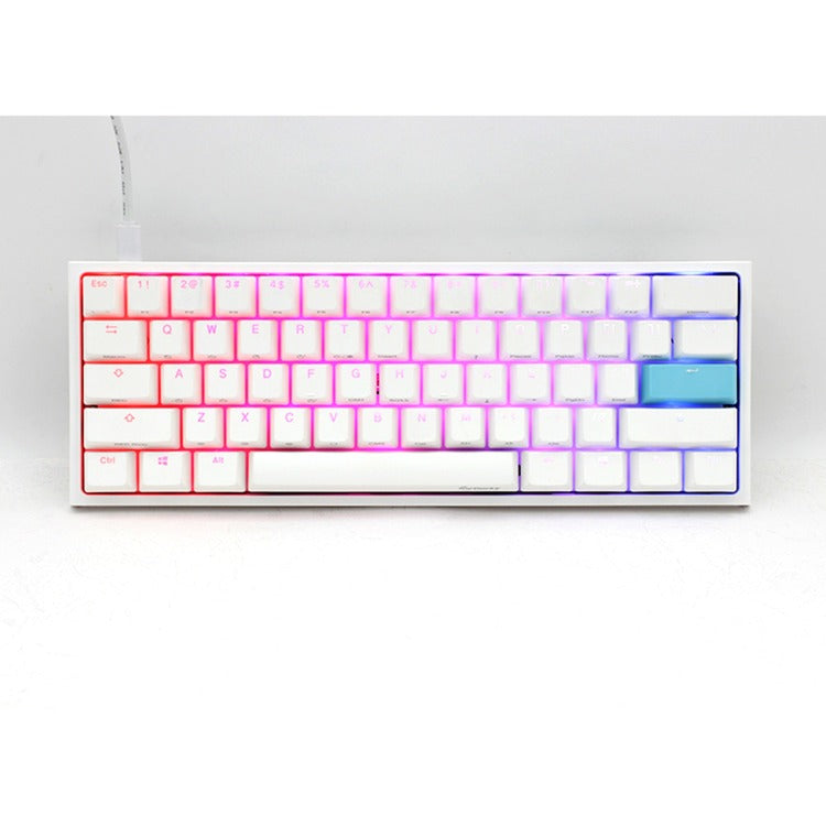 Ducky one 2 pro mini white classic, gaming toetsenbord (wit, us lay-out, cherry mx red, rgb led, double-shot pbt, quack mechanics, 60%)