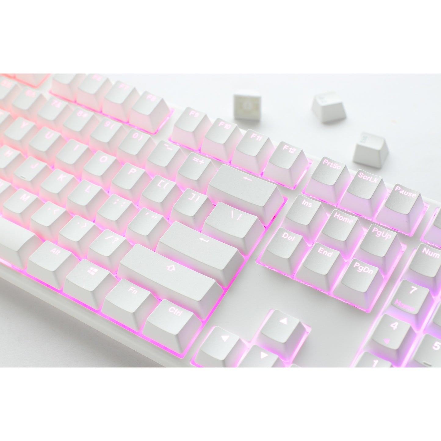 Ducky one 3 classic pure white, toetsenbord (wit, us lay-out, cherry mx silent red, rgb led, double-shot pbt, hot-swappable, quack mechanics)