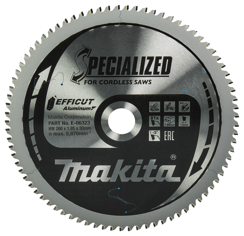 Accesorios makita hoja de sierra transversal aluminio 260x30x1.85 81t -3g - e-06323