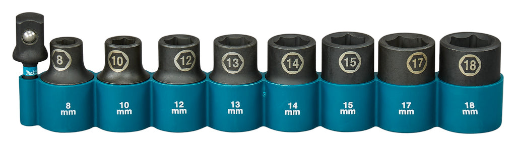 Set di bussole a impatto Imp Makita act black, 1 2 9 pezzi - e-16645