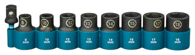Set di bussole a impatto Imp Makita act black, 1 2 9 pezzi - e-16645
