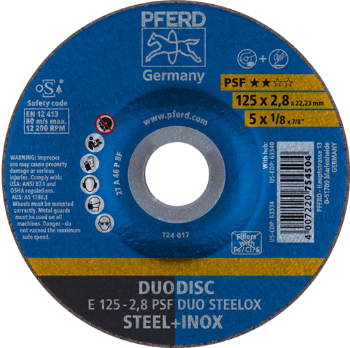 Disco combinato Pferd 125-2.8 duo steelox | 10 pezzi
