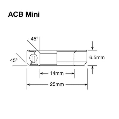 Testa a sfera inferiore enduro ACB Mini BO 14.2x25x6.5 (45x45 °)