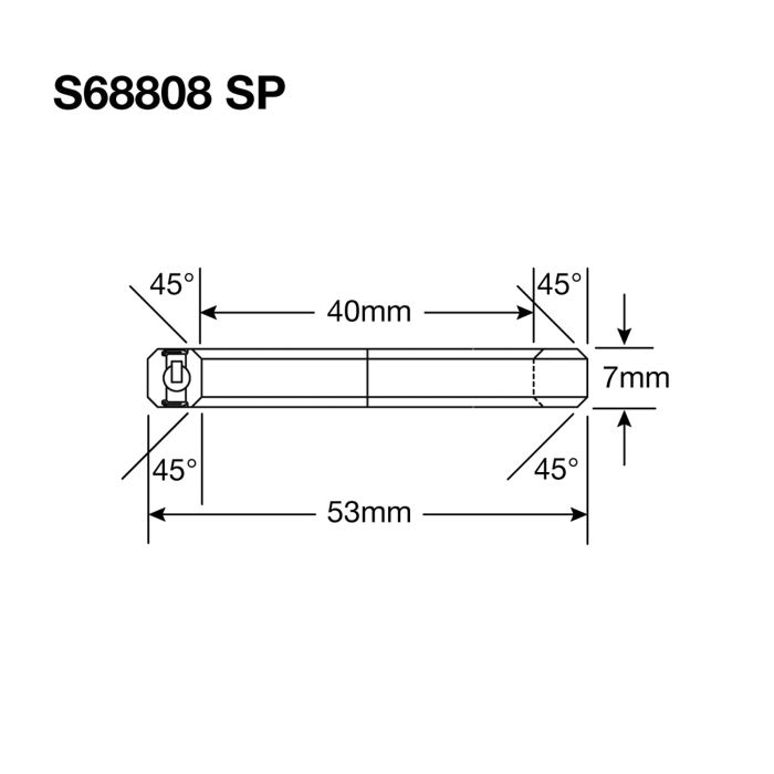 Cuscinetti enduro s68808 sp - inox 440c (contatto angolare) - 40x53x7 (45x45°)