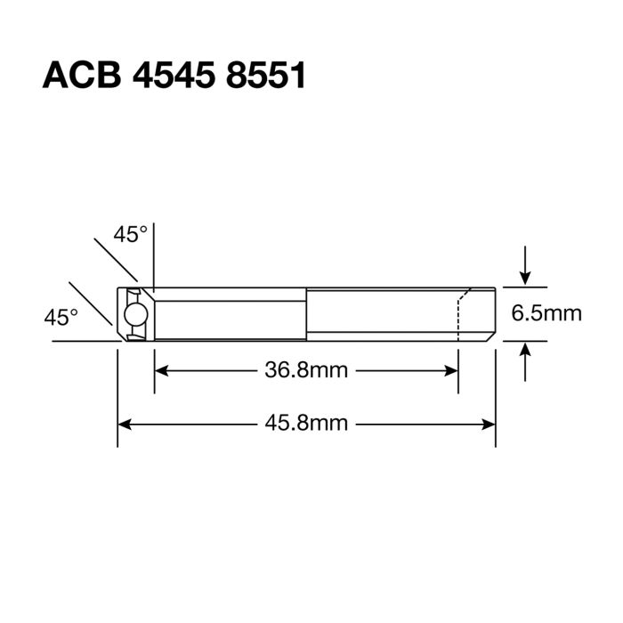 Enduro inferiore Balnem ACB 4545 BO 36.8x45.8x6.5 (45x45 °)
