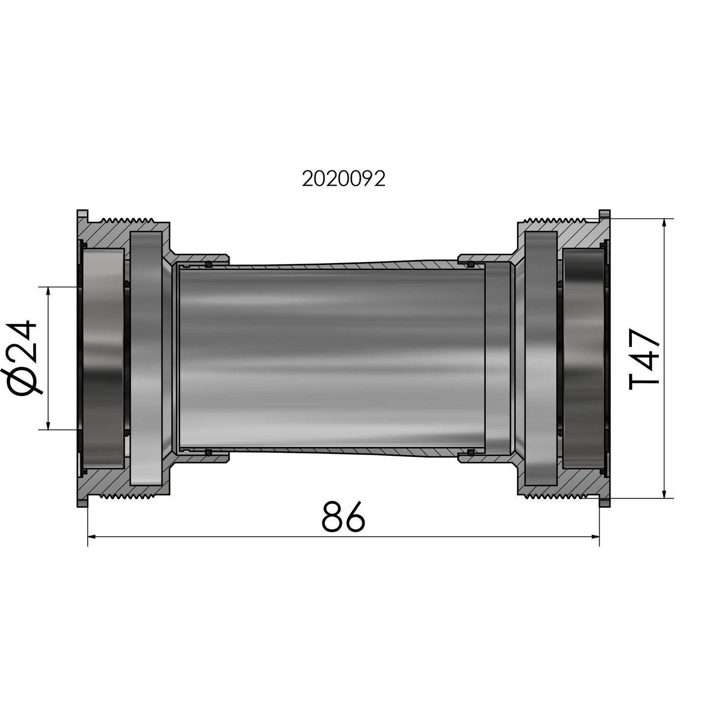 Placa SCOOP Elvedes Hilo Fit T47 Shimano internamente 86 mm