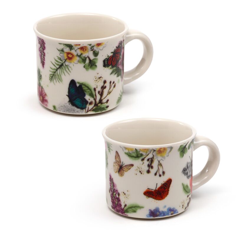 Butterfly Meadows set 2 tazas de espresso de porcelana