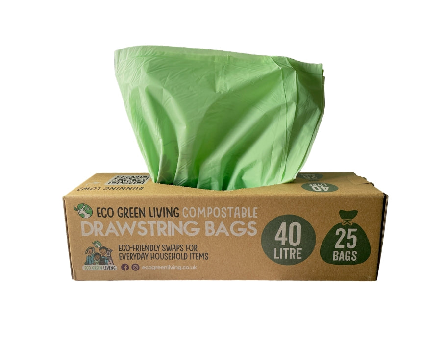 Sacchetti per rifiuti compostabili Eco green living 40 litri - con coulisse - 25 pezzi