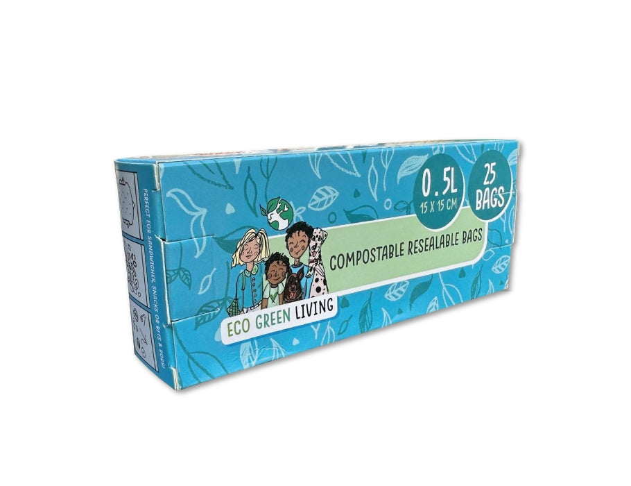 Sacchetti portaoggetti richiudibili compostabili Eco Green Living da 0,5 litri - 15 pezzi