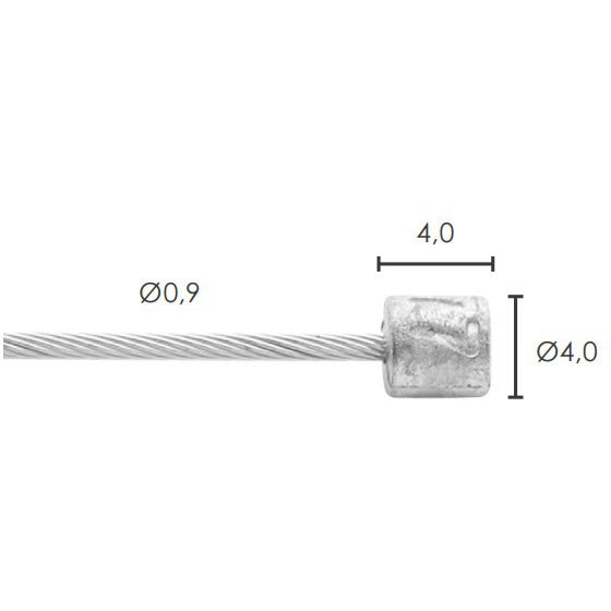 Switch Elvedes Cavo interno Ø0,9 mm 2500 mm Nø4x4 in acciaio inossidabile