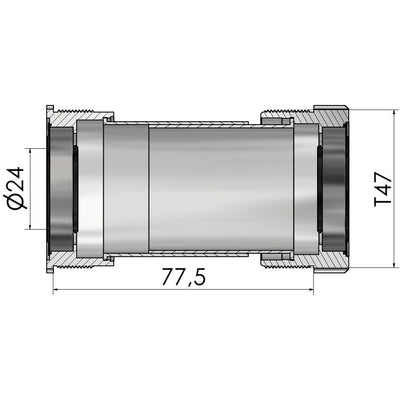 Filatura della staffa inferiore Elvedes Fit T47A (Cervélo) per Shimano 24mm