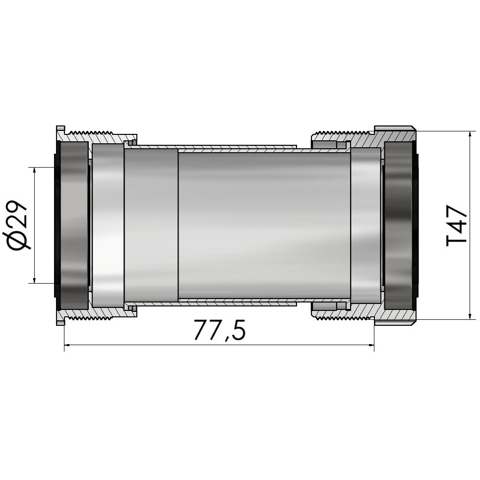 Elvedes trapas thread fit t47a (cervélo) voor sram dub