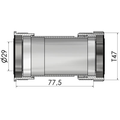 Elvedes trapas thread fit t47a (cervélo) voor sram dub