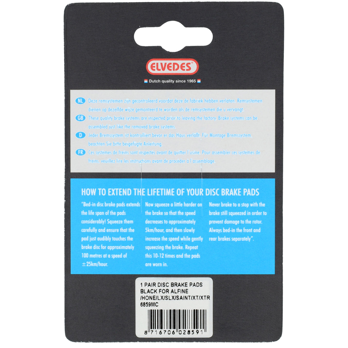 Elvedes QB0407A Brakeblok Disc Brake Bike