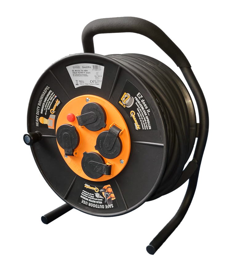 Qwattpro kabelhaspel 50mtr 3x1.5 er-300ez 4-voudig