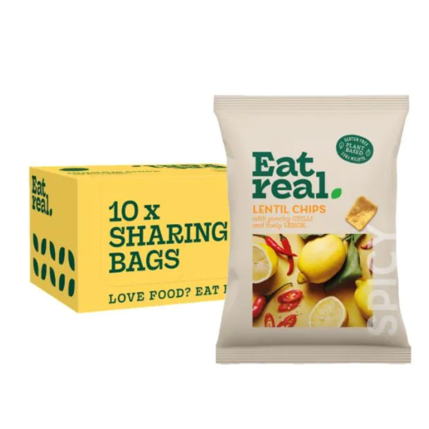 Mangia il vero peperoncino; chips di lenticchie al limone (10x 95gr) (pallina)