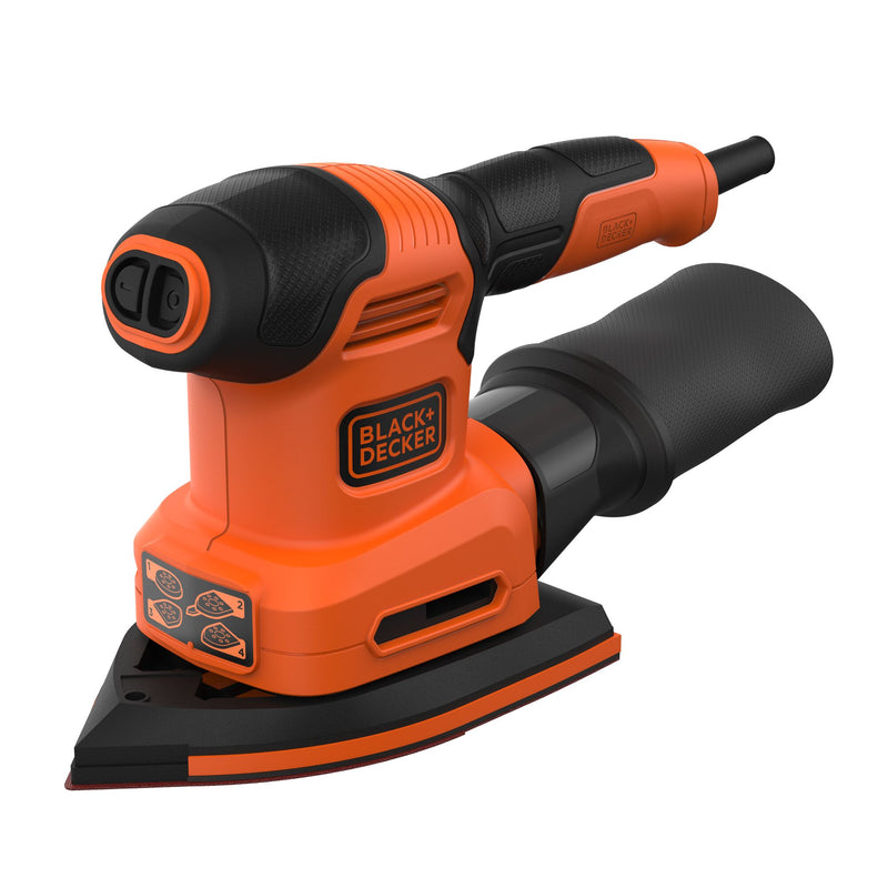 Multilijadora black+decker bew200 200w 4 en 1 | suela lijadora plana, de detalle y excéntrica | 1x dedo de lijado | 6x hojas de lija - bew200-qs