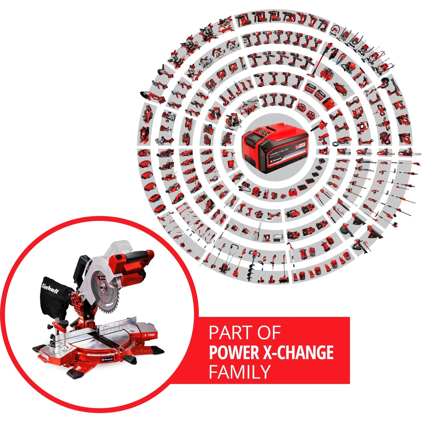 Einhell accu kap verstekzaag te-ms 18 210 li-solo afkort- en verstekzaag (rood zwart, accu en oplader niet inbegrepen)