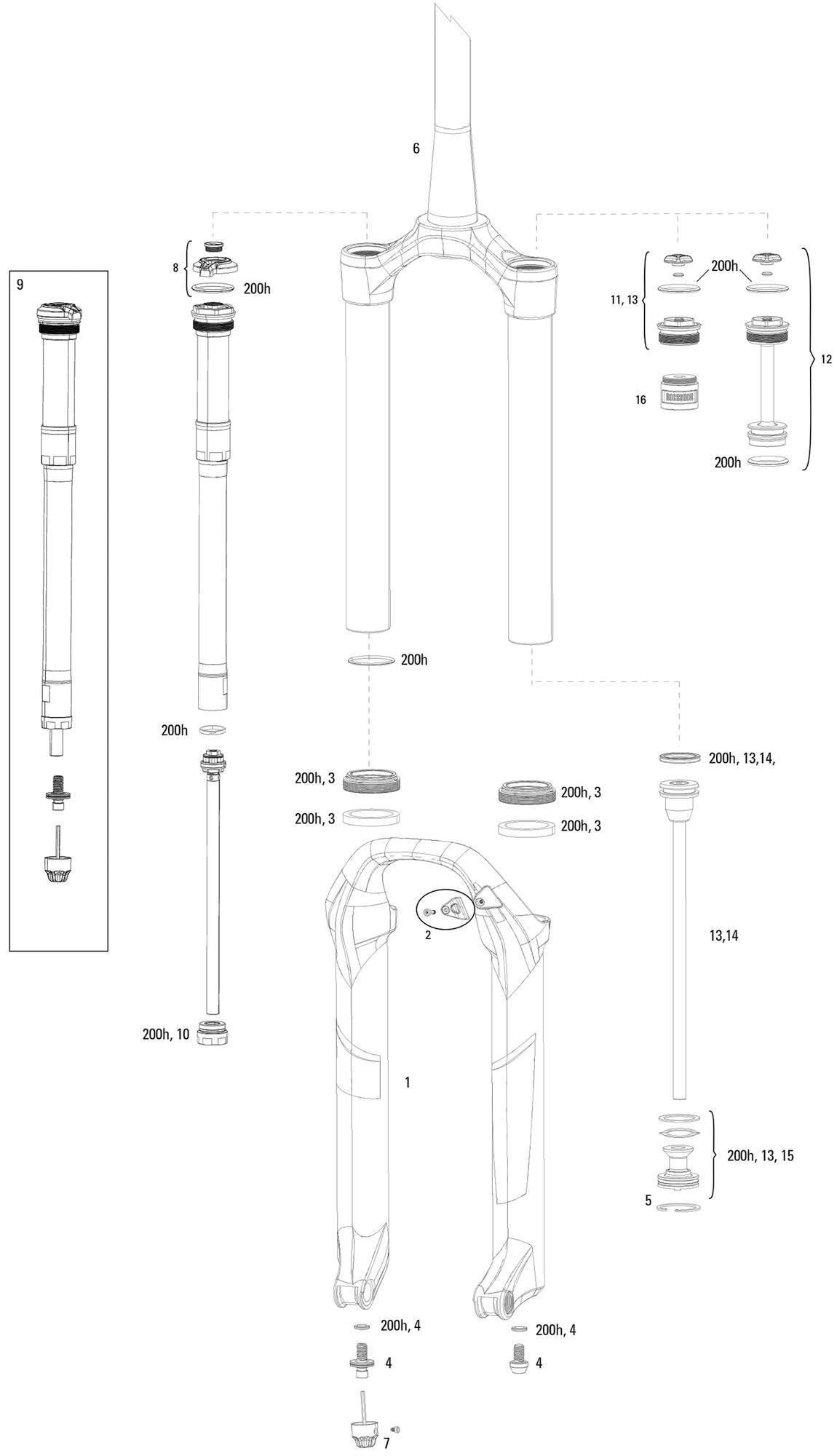 RockShox Susp.F.Fork Rs Pike DJ 140mm nero
