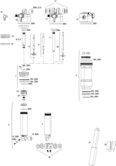 Rockshox schokdemper deluxe ultimate rct rs federb. deluxe ult. rct 165 x 37.5
