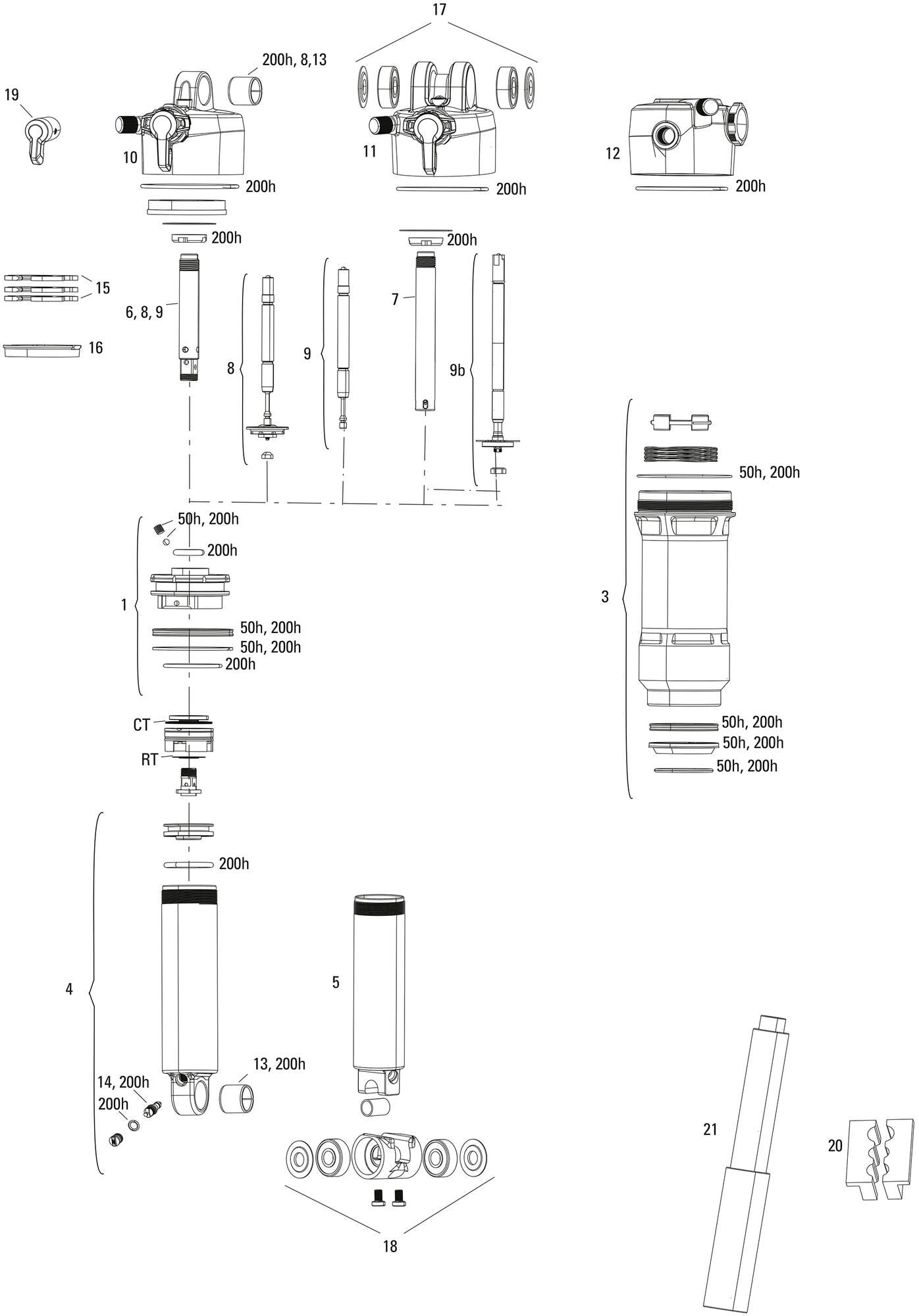 Rockshox schokdemper deluxe ultimate rct rs federb. deluxe ult. rct 165 x 42.5