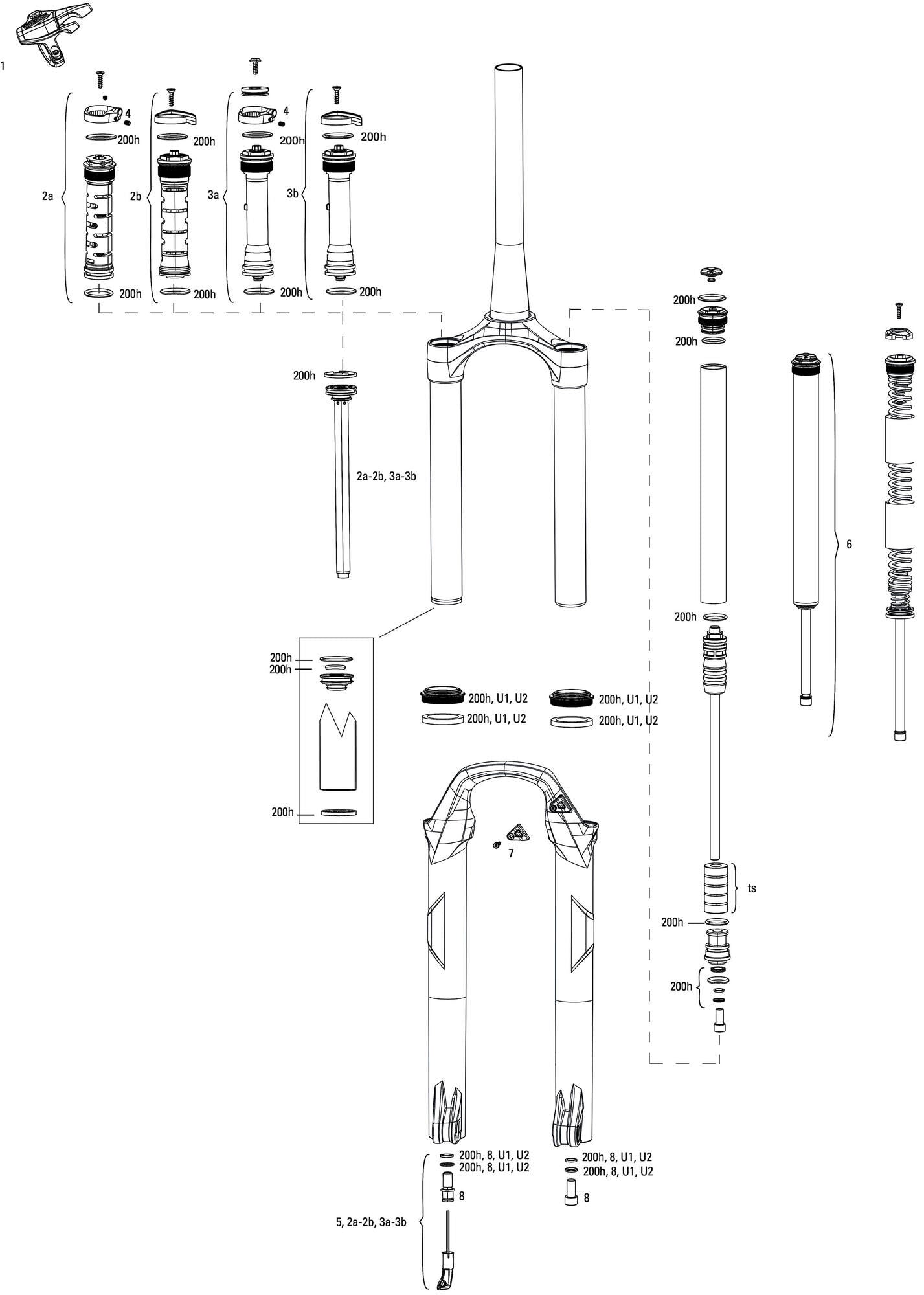 Rockshox verende voorvork recon silver rl susp.fork rs recon sil.rl 120mm black