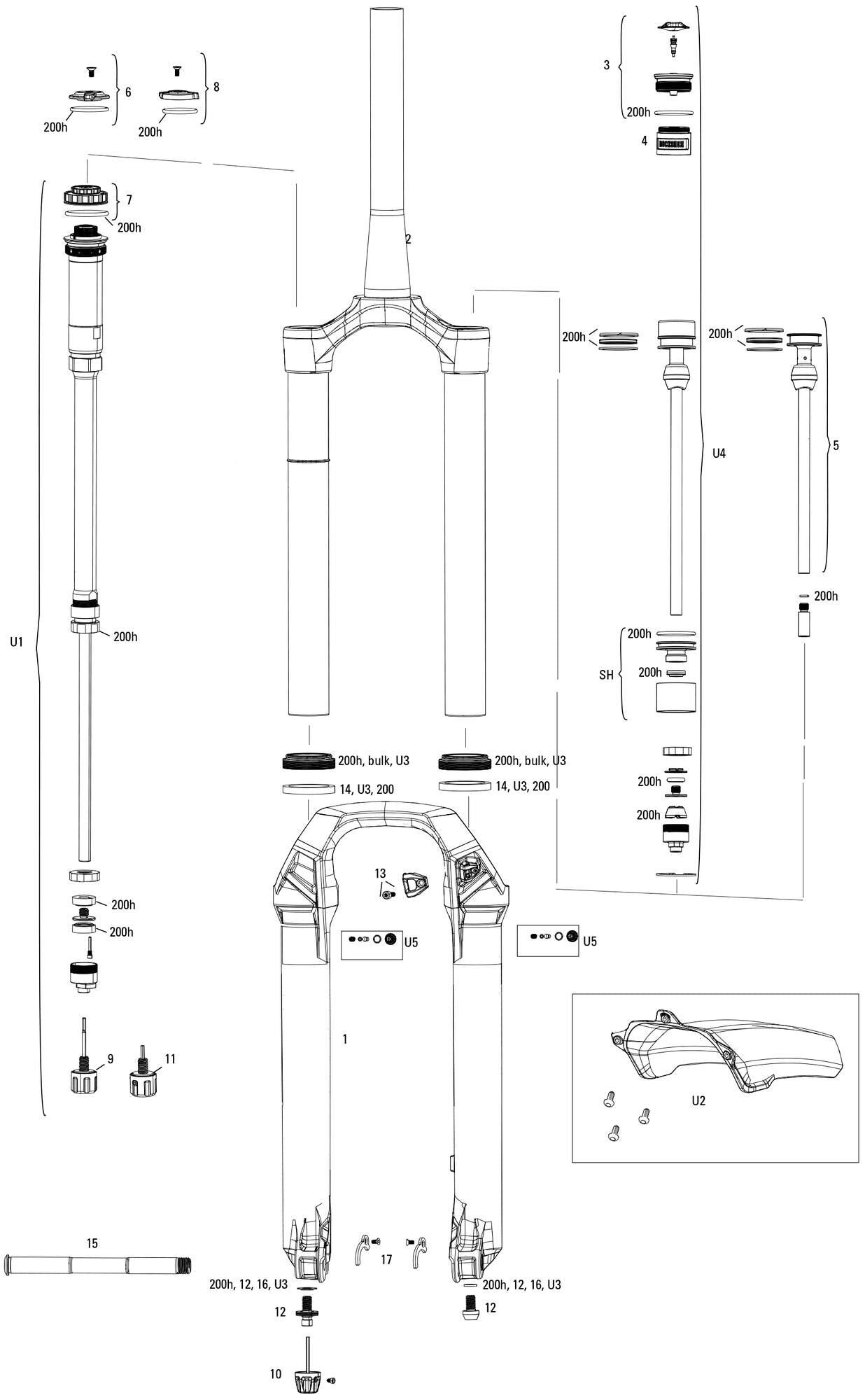 Rockshox verende voorvork lyrik ultimate rc2 sus.fork rs lyrik ult.rc2 27,5 29 boost 150mm bl.