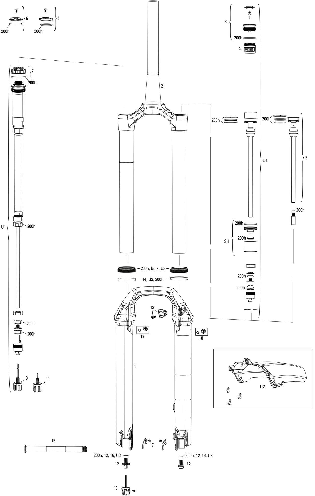 RockShox Susp.F.Fork Rs Pike Sel.Rc 29 Boost 140mm nero