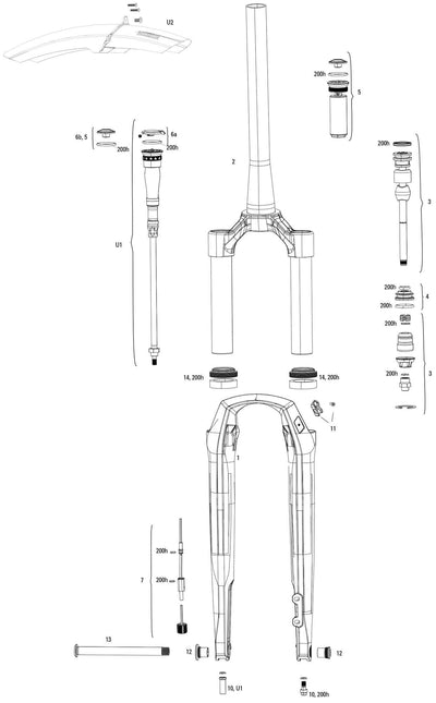 Rockshox verende voorvork rudy ultimate race day 2 xplr su.fork rs rudy ult.race day 2 xplr 28 30mm kwiq.