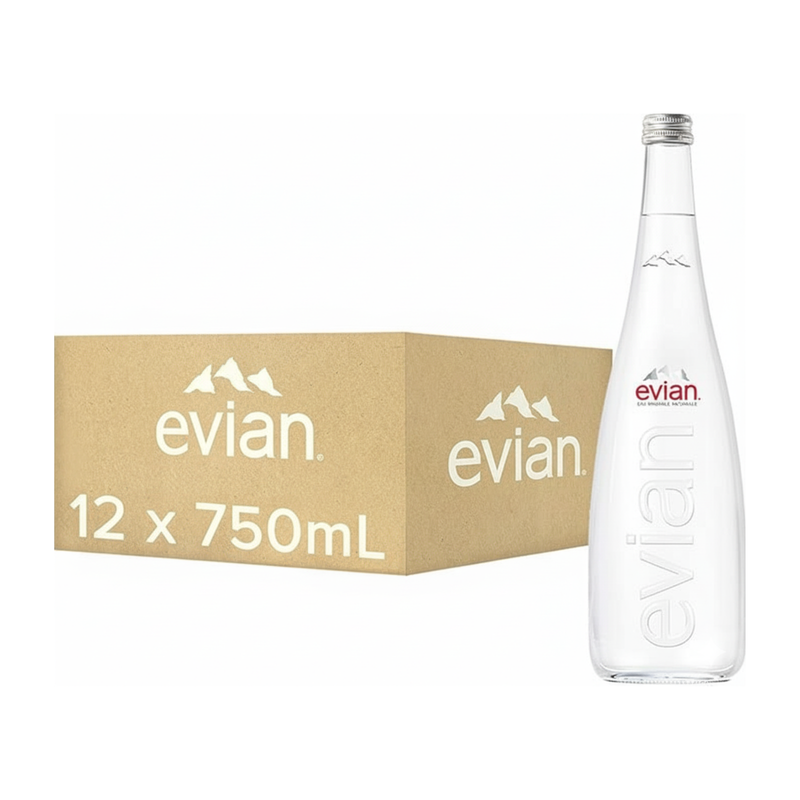 Botella de vidrio agua mineral Evian (12x75 cl)