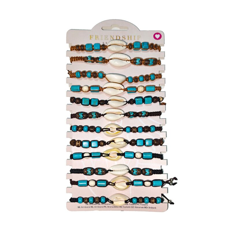 Braccialetti alla moda: perline marroni con conchiglie