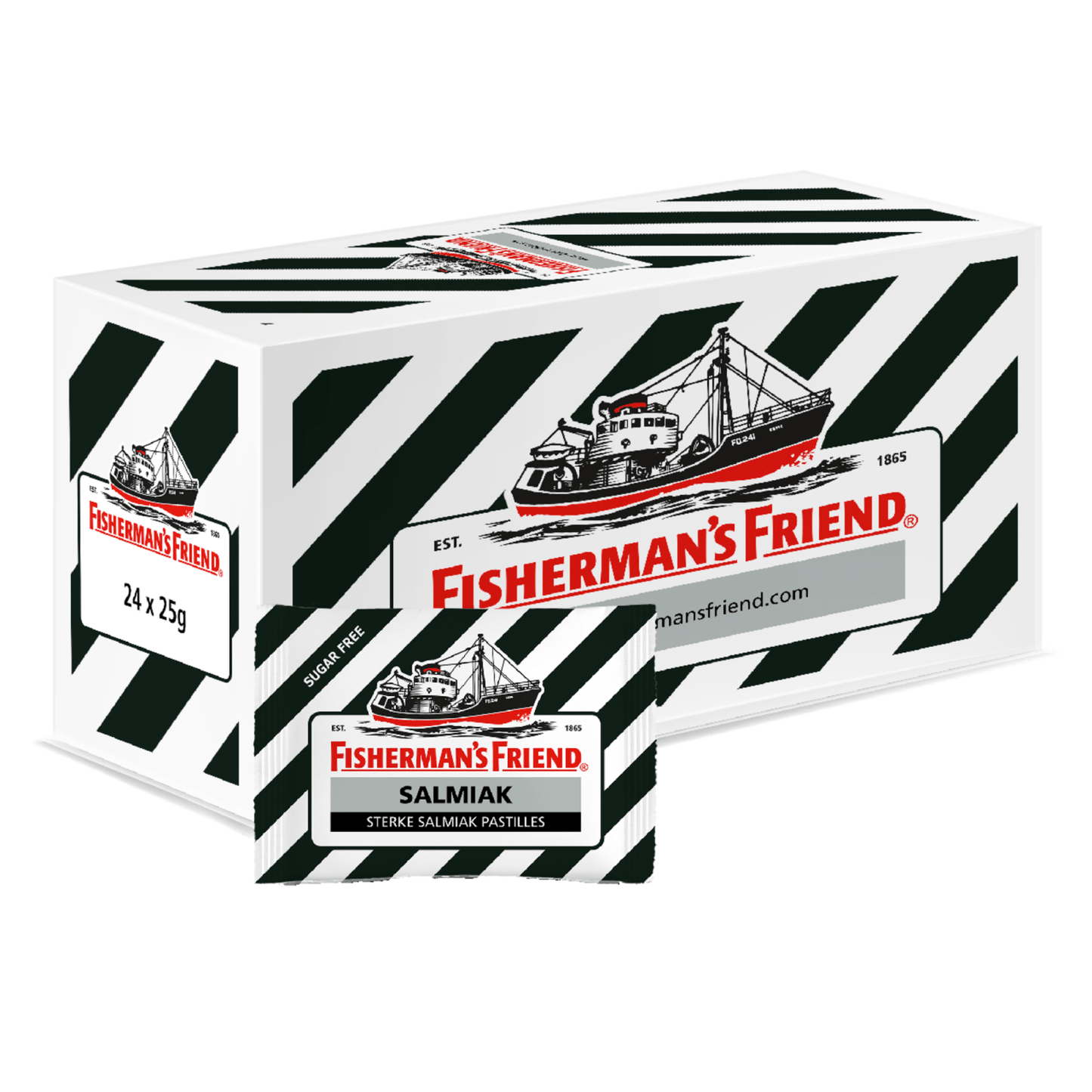 Fisherman's friend salmiak suikervrij zwart (24x 25gr)
