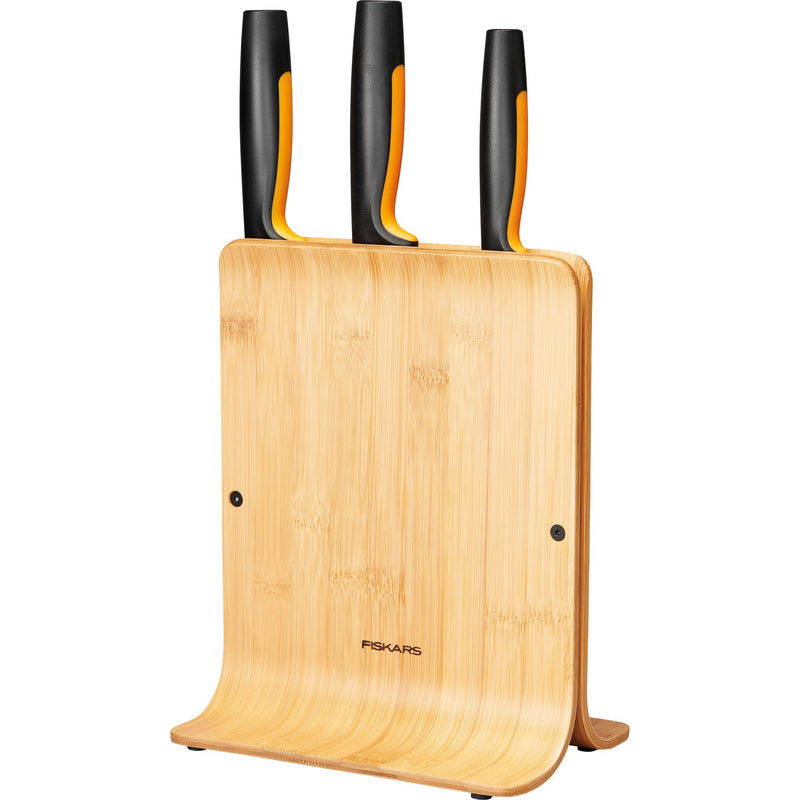 Bloque de cuchillos de bambú Functional Form de Fiskars con 3 cuchillos