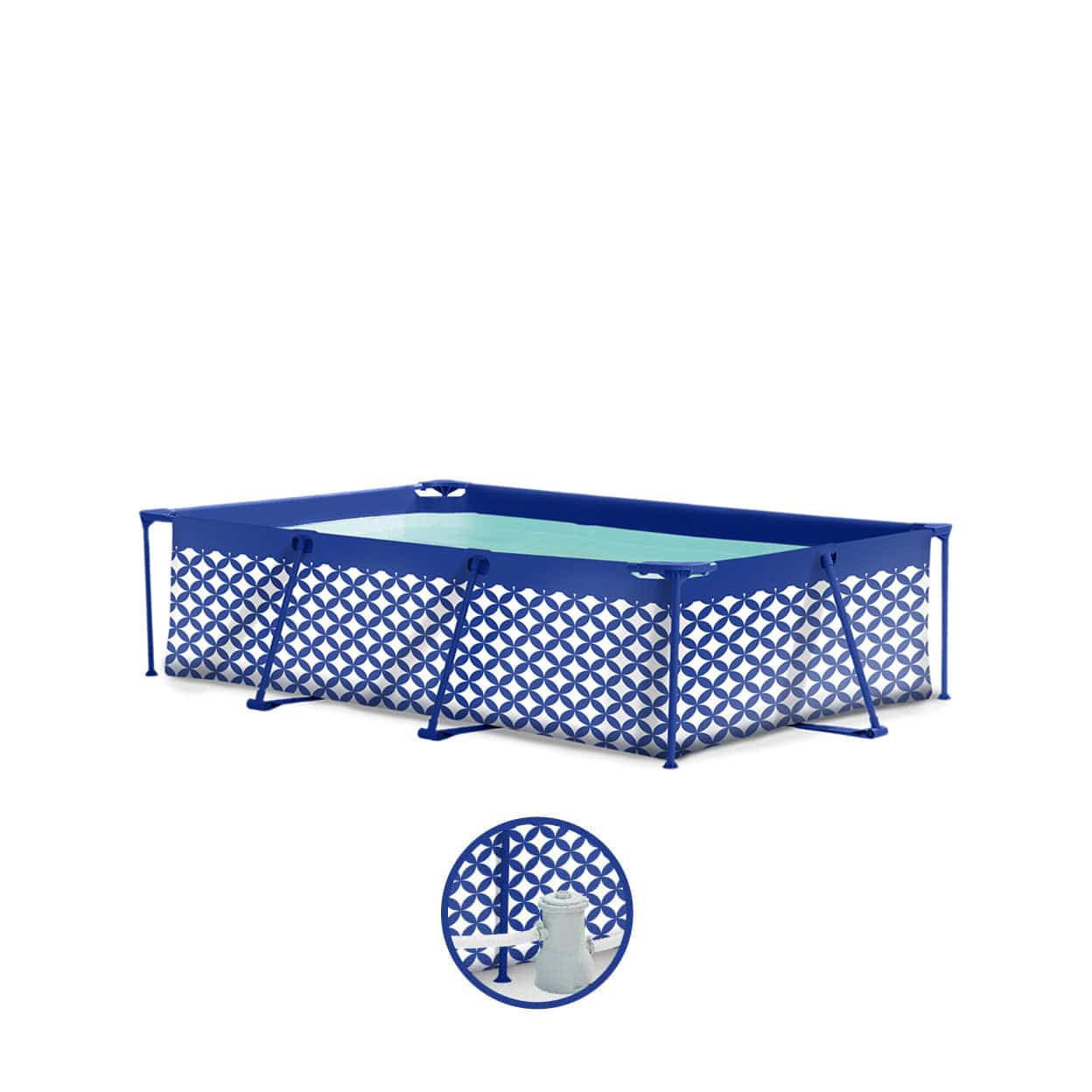 Elegancia | Dark Blue White Diseño Natación de la piscina 260x160x65 cm incl. Accesorios