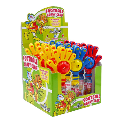 Funny candy football clapping hands lollipop (12x 15 gr)
