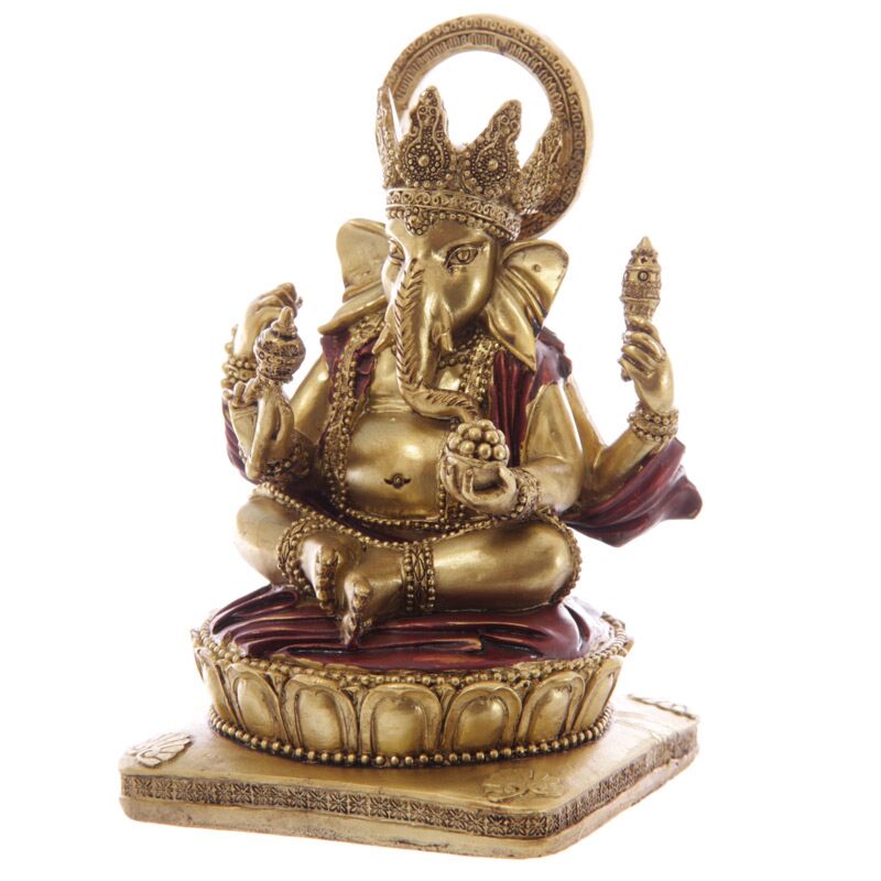 Goud rood ganesh beeld 14cm