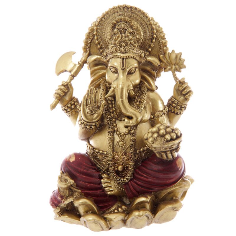 Statuetta ganesh rosso oro 16cm