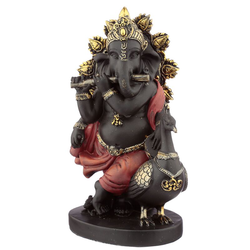 Statua di ganesh con pipa e pavone