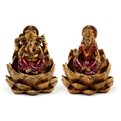 Oro Color Ganesh Lakshmi Lotus Set di 2