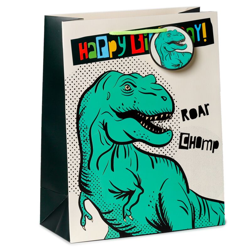 Dinosaurios de feliz cumpleaños - bolsa de regalo grande