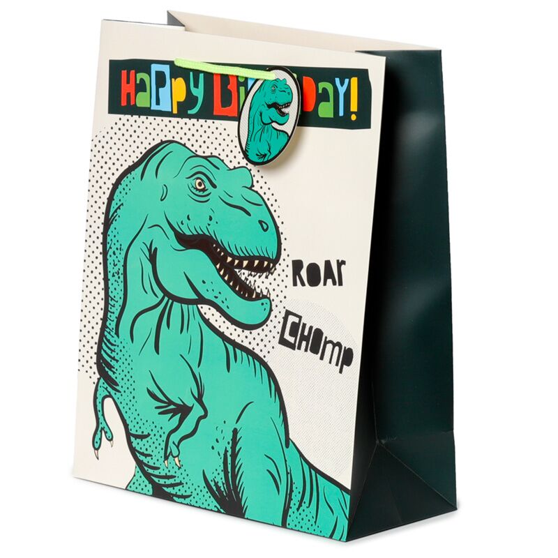Dinosaurios de feliz cumpleaños - bolsa de regalo grande