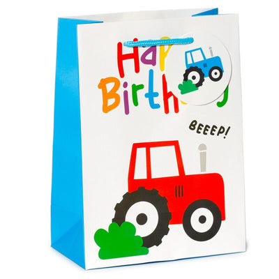 Feliz cumpleaños pequeño tractortjes - Bolsa de regalo Medium