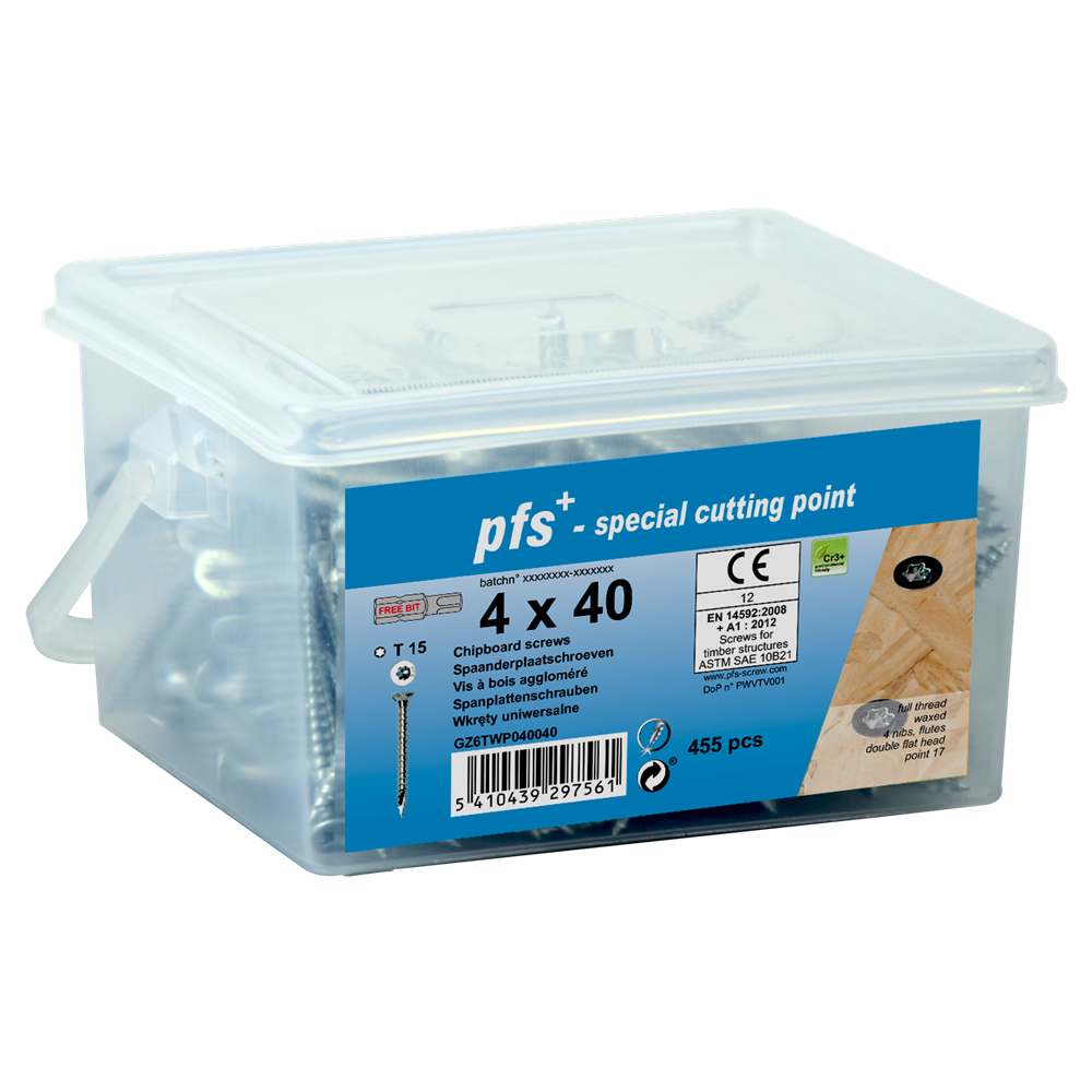 Pgb-europa pgb-sujetadores | tornillos aglomerado pfs tx25 5x70 zn cubo 160 | 160 piezas - gz6twp050070